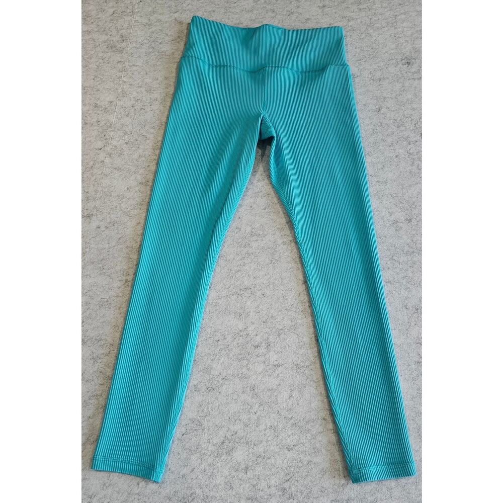 Athleta Elation Ribbed Tights Leggings, Teal Bora Bora, Ultra High, Sz M